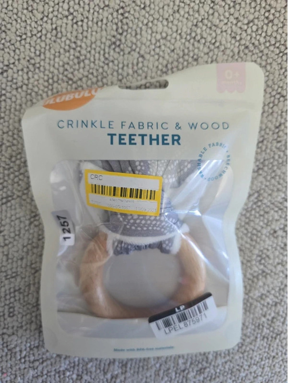 New crinkle, fabric and wood teeter. From target item, 1257 bin 24